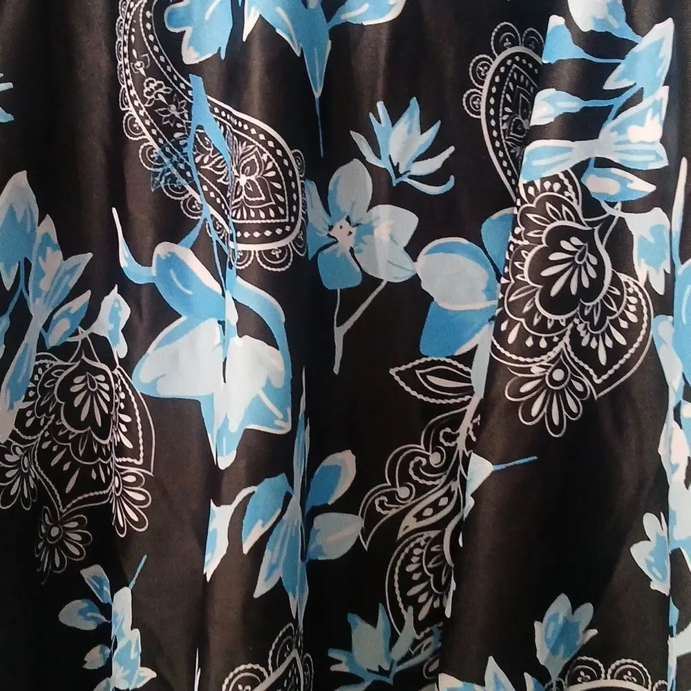 Aqua Eve black blue floral  tropical print tankini top  Sz 22W NWT